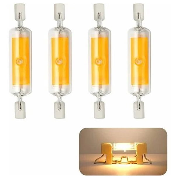 4 bombillas LED R7S de 78 mm regulables, 10 W, 230 V, bombilla LED blanca cálida 3000 K, bombilla LED COB de 800 lm, ángulo de haz de 360°, equivalente a una lámpara halógena de 80 W [Clase de
