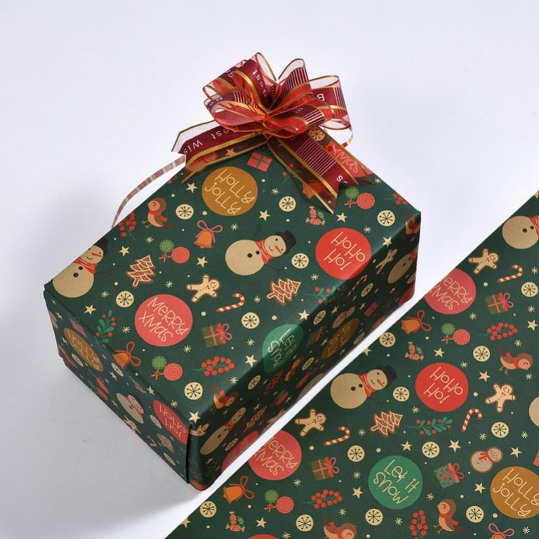 6 PCS Christmas Wrapping Paper,Kraft Paper - Christams Element Design -  19.7 Inches x 27.6 Inch per/Roll