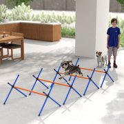 PawHut 4 Pieces Dog Agility Equipment, Dog Agility Course Backyard Set with Adjustable Height Jump Bars and Carry Bag for Indoor Outdoor