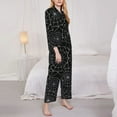 thumbnail image 3 of Cauagu Spider Web Black Print Women's Long-Sleeve Pajamas Set Soft Pj Lounge Sets Button Down Sleepwear for Women 2 Piece Pjs Set with Long Pants-Medium, 3 of 7