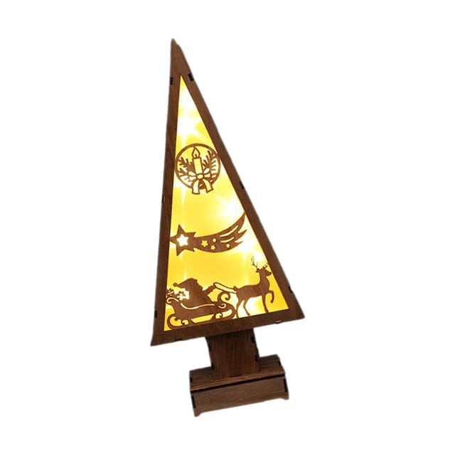 Wooden Christmas Tree Table Ornament Atmosphere Light for Study Room Bedroom Santa Claus