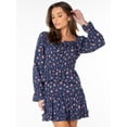 thumbnail image 3 of Celebrity Pink Women's Long Sleeve Square Neck Lace Trim Top, Sizes XS-XXXL, 3 of 7