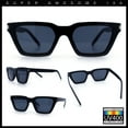 thumbnail image 3 of Womens Retro Triangular Rectangle Squared Cat Eye Plastic Sunglasses All Black, 3 of 8