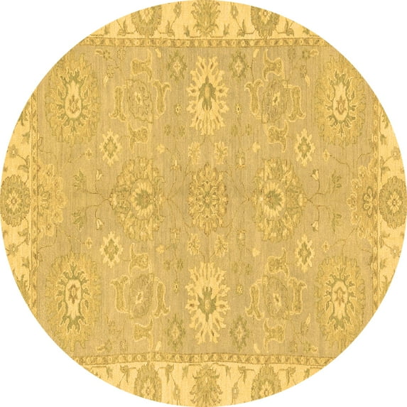 Ahgly Company Indoor Round Oriental Brown Traditional Area Rugs, 7' Round