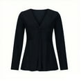 thumbnail image 4 of Womens Twist Front Top Fashion Deep V-Neck Knotted Dressy Blouses Long Sleeve Elegant Shirt Casual T-Shirt Solid Color Pullover Tunic Tops, 4 of 5