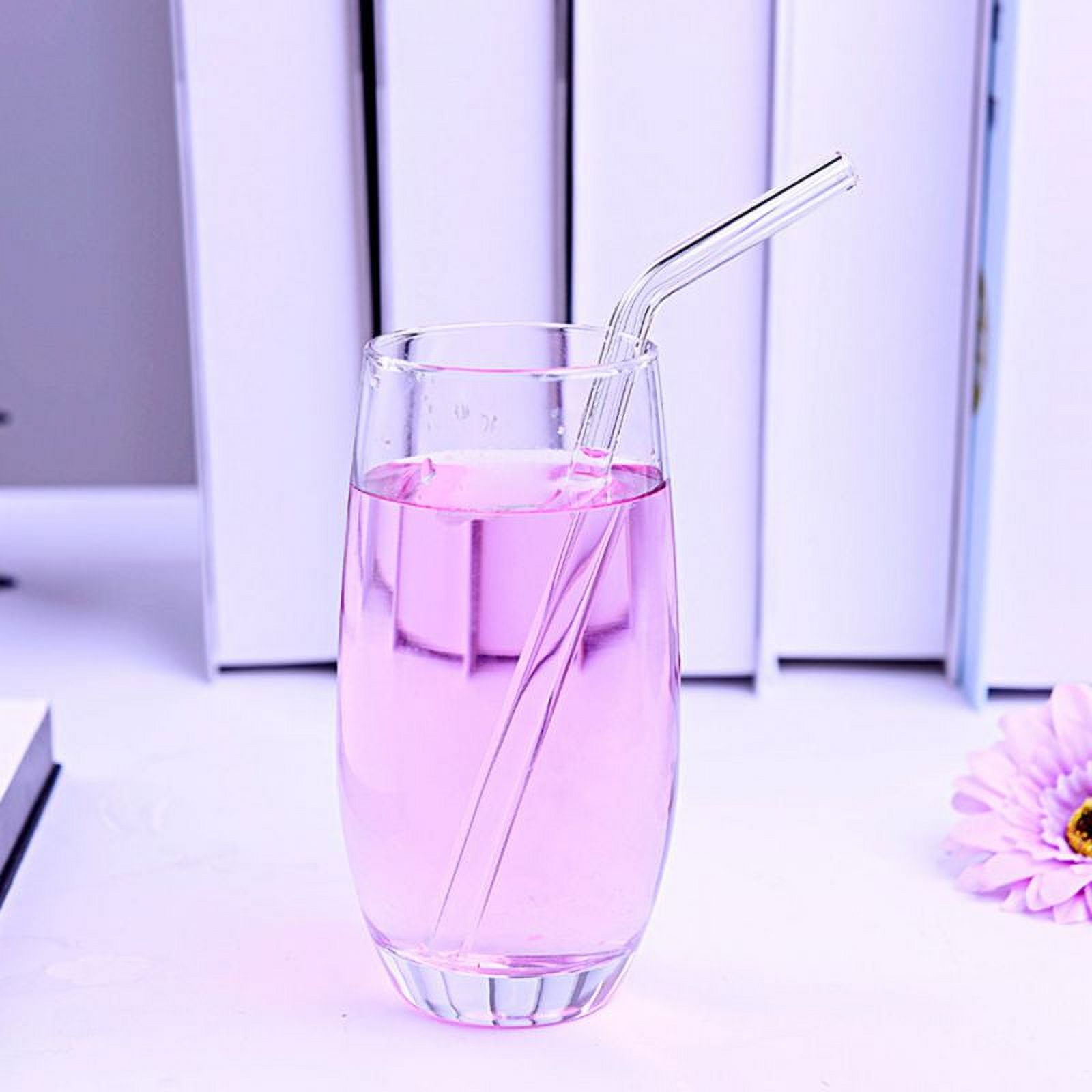 8mm Clear Glass Borosilicate Drinking Straw with a snake pattern Reusable  Straws Straight