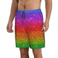 thumbnail image 2 of Disketp Men'S Swim Trunks Hawaiian Breathable Surf Beach Swimsuits Mesh Lining Beach Shorts With Pockets-Rainbow Glitter, 2 of 9