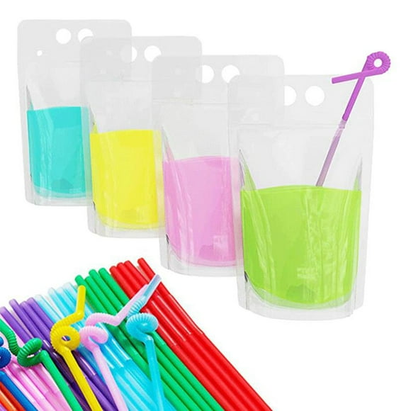 Plastic Storage Bags with Zipper Transparent Plastic Beverage Bag Smoothie Storage Bag 16Oz Ziplock Juice Bag Reusable Food Storage Bags Reusable Storage Bags for Food
