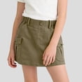 thumbnail image 2 of FRSASU Girls Cargo Skirt Low Waist Button Bodycon Mini Parachute Shorts Skirt Summer Kids Casual Daily Skirts with Pockets Army Green, 2 of 6