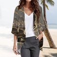 thumbnail image 4 of Aligament Women Chiffon Printed Cardigan Kimono Robe Tops Beach Bikini Cover up Blouse Summer Tops Black XL, 4 of 5