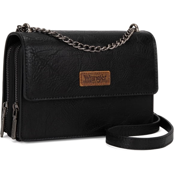 Wrangler Flap Crossbody Purse for Women Shoulder Bag Vintage Wallets with Chain Strap