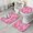 Pink Paisley And, variant on Pink Geometric Stripe Pattern Bathroom Rugs Sets 3 Piece,Toilet Cover Set,Absorbent Non Slip Bathroom Mats Sets with U-Shaped Contour Rug Toilet Rug Set
