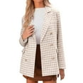 thumbnail image 5 of Sakmal Womens Blazers Beige Open Front Cardigan Jacket Long Sleeve Lapel Collar Ladies Blazer L, 5 of 5
