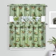 thumbnail image 2 of 3 PCS Avocado Print Kitchen Curtains Set - Green Fruit Pattern Semi-Sheer Tier Curtains with Valance for Farmhouse Windows, 2 of 5