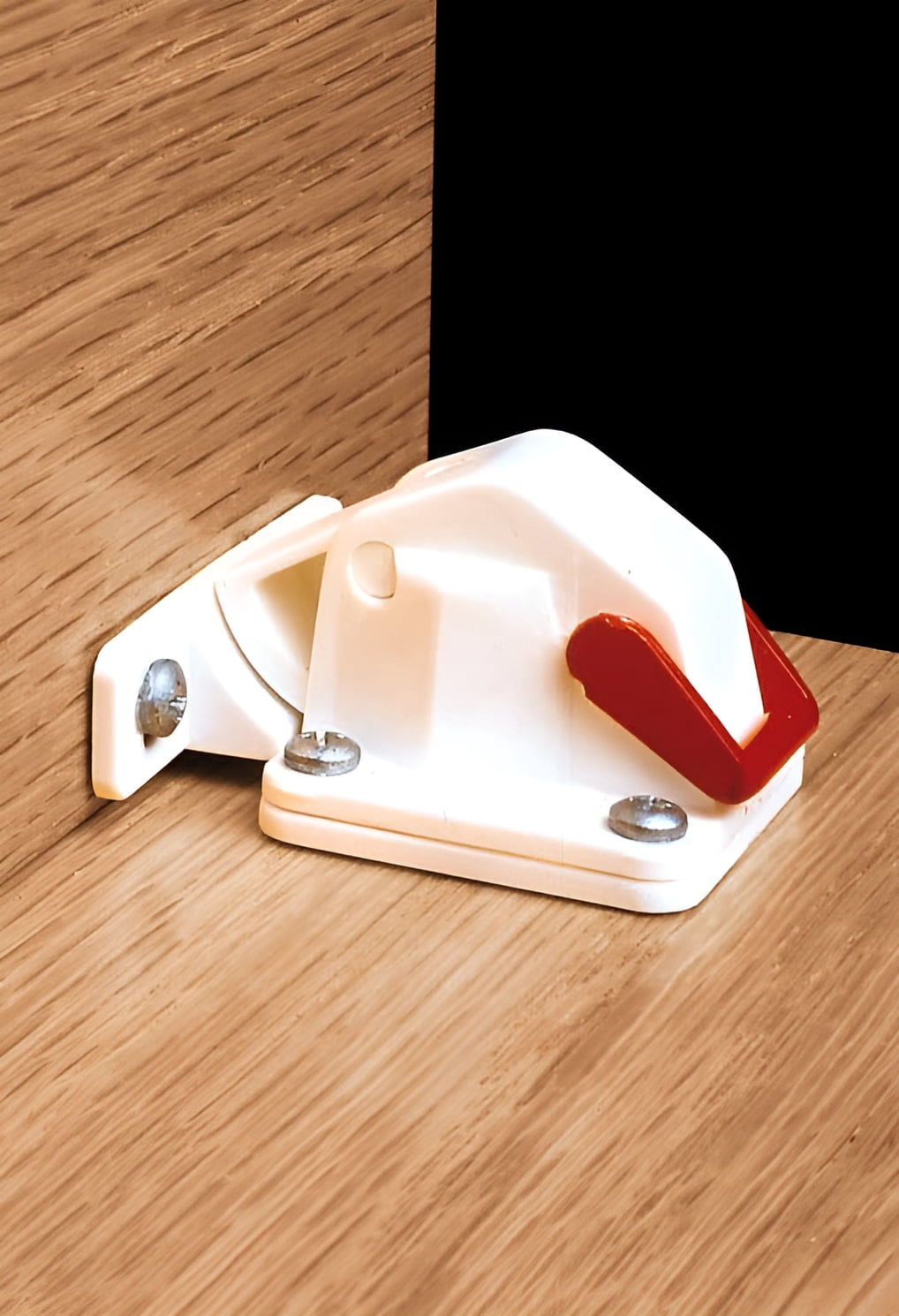 Rev-a-Shelf Rev-a-Lock White Polymer Cabinet Door Security Safety Latch Catch with Magnetic Key