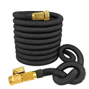 Expandable Garden Hose with 3/4" Solid Brass Connector, Garden Water Hose Reels, Black