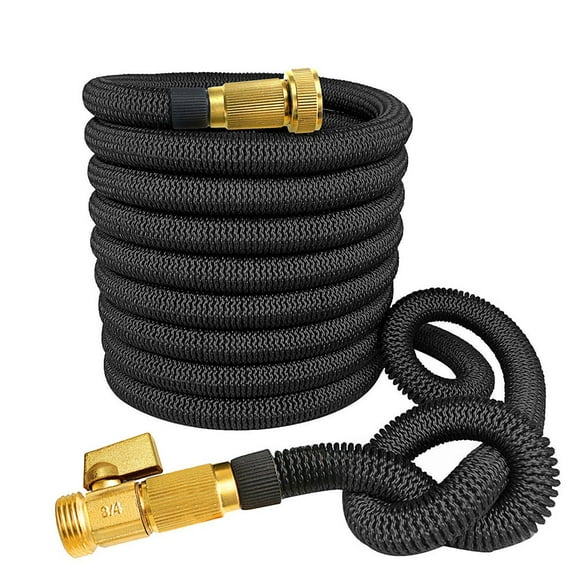 Expandable Garden Hose 100FT/75FT/50FT/25FT with 3/4" Solid Brass Connector, Flexible Garden Watering Hose Reels, Black