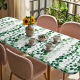 thumbnail image 3 of Green Weeping Eucalyptus Table Cloths for 8 Foot Rectangle Tables, Spring Summer Country Leaves Patio Waterproof Elastic Fitted Tablecloths, Washable Rectangular Table Cover for Camping, 3 of 8