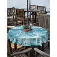 thumbnail image 2 of Outdoor Tablecloth with Umbrella Hole for Patio/Picnic/Party/Camping, Teal Coastal Waterproof Table Cloth Round Cover Washable, Summer Ocean Sea Waves Starfish Corals (Dia 60"), 2 of 8