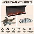 thumbnail image 3 of DreamCurship Fireplace TV Stand for TVs up to 80", Farmhouse TV Stand with Electric Fireplace, Glass Door Entertainment Center with Led Light, Media Console Table for Living Room, Gray, 3 of 7