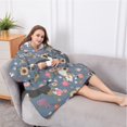 thumbnail image 5 of Oversized Wearable Blanket Hoodie,Border Collie Dog and Flower Florals Sherpa Blanket Hoodie with Super Pockets,Super Warm Fuzzy Pullover for Women & Men, 5 of 6