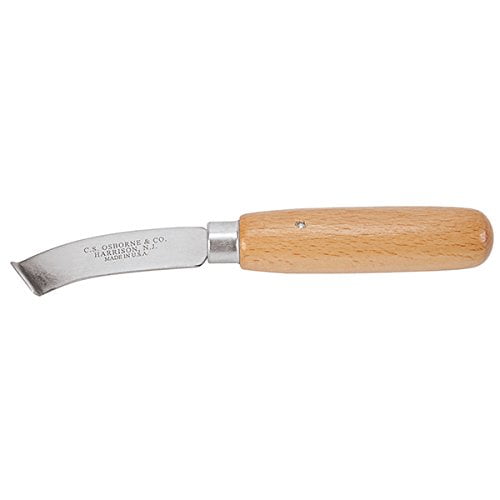 C.S. Osborne Curved Lip Shoe Knife, Wood Handle