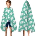 thumbnail image 3 of LightGreen Cartoon Dinosaurs Silhouettes Pattern Hooded Bath Towel，50"x30" for Ages 3 To 12 Kids, Quick Dry Lightweight Soft Microfiber Hood Beach Towel Cover Up for Kids, 3 of 7
