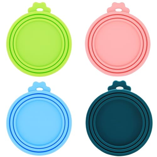 Can Lids | 4 Pack | Universal BPA Free Silicone Pet Food Can Covers | Fit Most Dog Cat Food Canned (Mix Color 4)