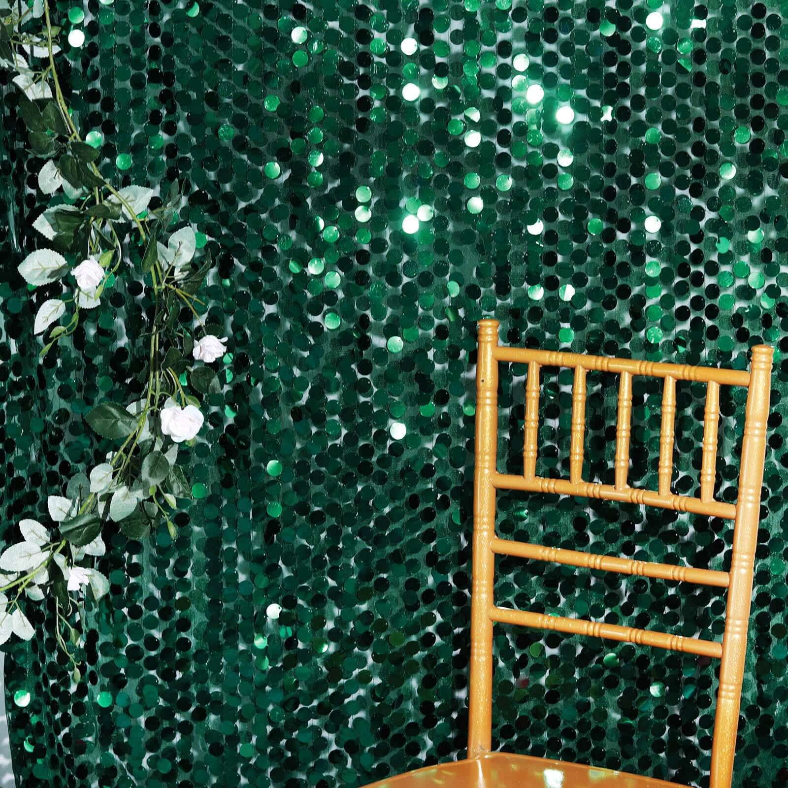 Efavormart 54" x 4 Yards - Payette Sequin Fabric Roll with Mesh Fabric Base for Event Decorations, Wedding Cake, Birthdays, Baby Shower - Hunter Emerald Green