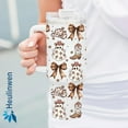 thumbnail image 5 of Tumbler 40Oz With Handle For Women, Men - Fall Cup, Spirit Halloween Cup For Mom, Sister - Halloween Kitchen Decor, Ghost Tumbler, Funny Spooky Gift For Friend, Coworker (Brown Coquette), 5 of 6