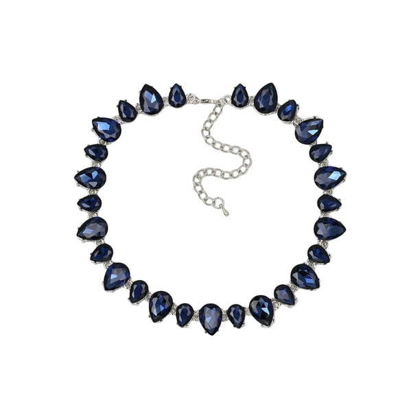 Qarigey Gargantilla de gota de agua de cristal de lujo, collar de adorno de cuello elegante de Color sólido brillante para fiesta de banquete Ropa, zapatos y accesorios Miscelánea Azul Qarigey AP014841-03