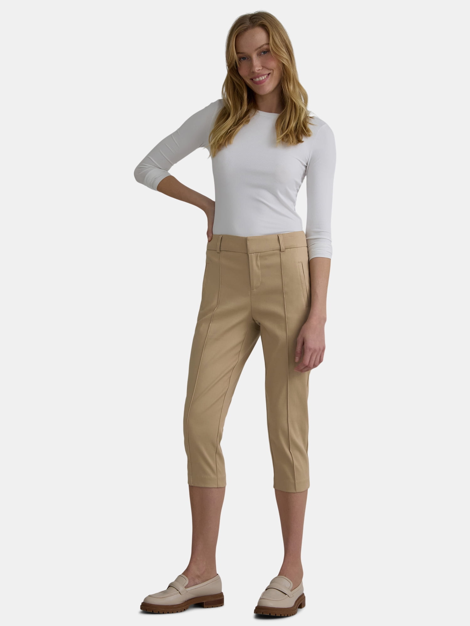 Time and Tru Women's Woven Capri Pants, Sizes 0-22