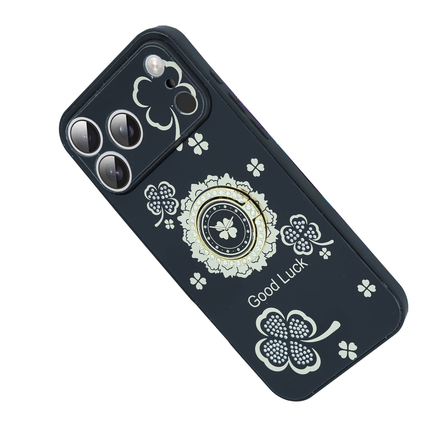 Diamond Shiny Cases with Ring for iPhone 17 Pro Max - Black