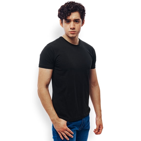 Playera Negra Cuello Redondo Manga Corta Básica Muscle Fit Para Hombre