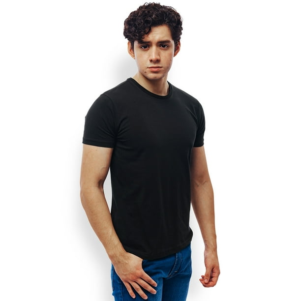 Playera Negra Cuello Redondo Manga Corta Básica Muscle Fit Para Hombre
