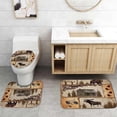 thumbnail image 7 of 4PCS Farmhouse Shower Curtain Set, Country Vintage Wood Plank Woodland Wild Animal Hunting Lodge Black Bear Elk Moose Deer Birds Cabin Rustic Bathroom Decor, Non-Slip Bath Mat, Pine Tree, 7 of 7