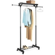 Mainstays Adjustable Double Garment Rack, Black and Chrome