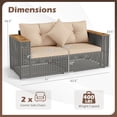 thumbnail image 3 of Costway 2 PCS Patio Corner Sofa Set with Thick Cushions Wide Acacia Wood Armrests for Garden Beige, 3 of 10