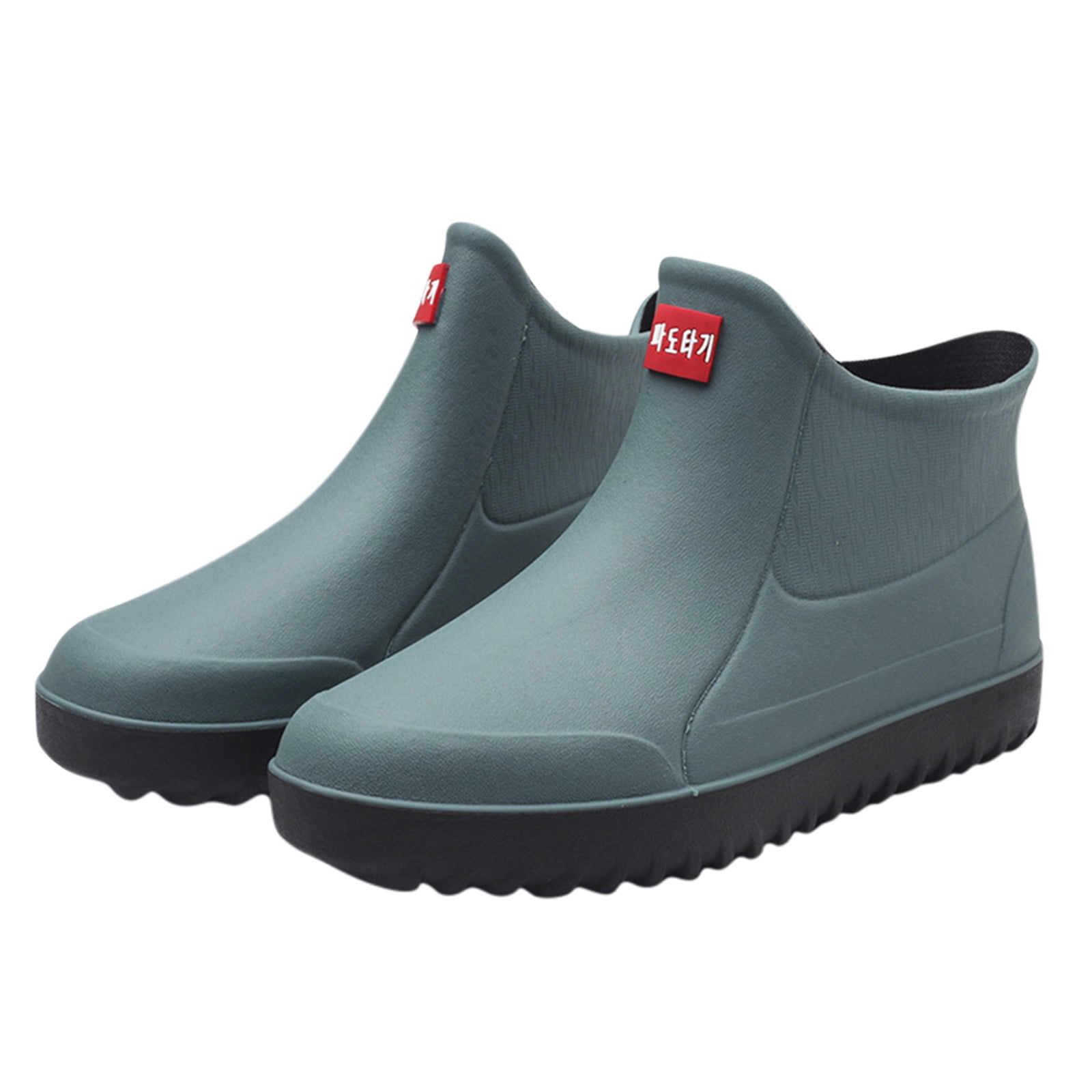 LIANGP Rainshoes Men Short Rain Boots Waterproof Garden Shoes Non Slip MenComfortable Insole Fashion Lightweight Ankle Rain Boots Scrub Outdoor Work Shoes Rain Boots Green Size 10.5