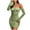 Green, variant on Hinvhai Women's Corset Mini Dress Clearance Long Bell Sleeve off Shoulder Cocktail Bodycon Strapless Ruched Short Dress Light Blue M(M)