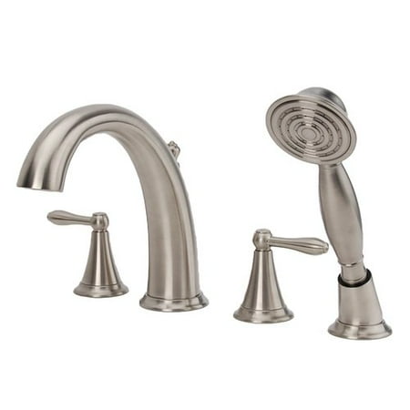 - Fontaine by Italia Montbeliard Double Handle Deck Mount Roman Tub Faucet with Handheld Shower