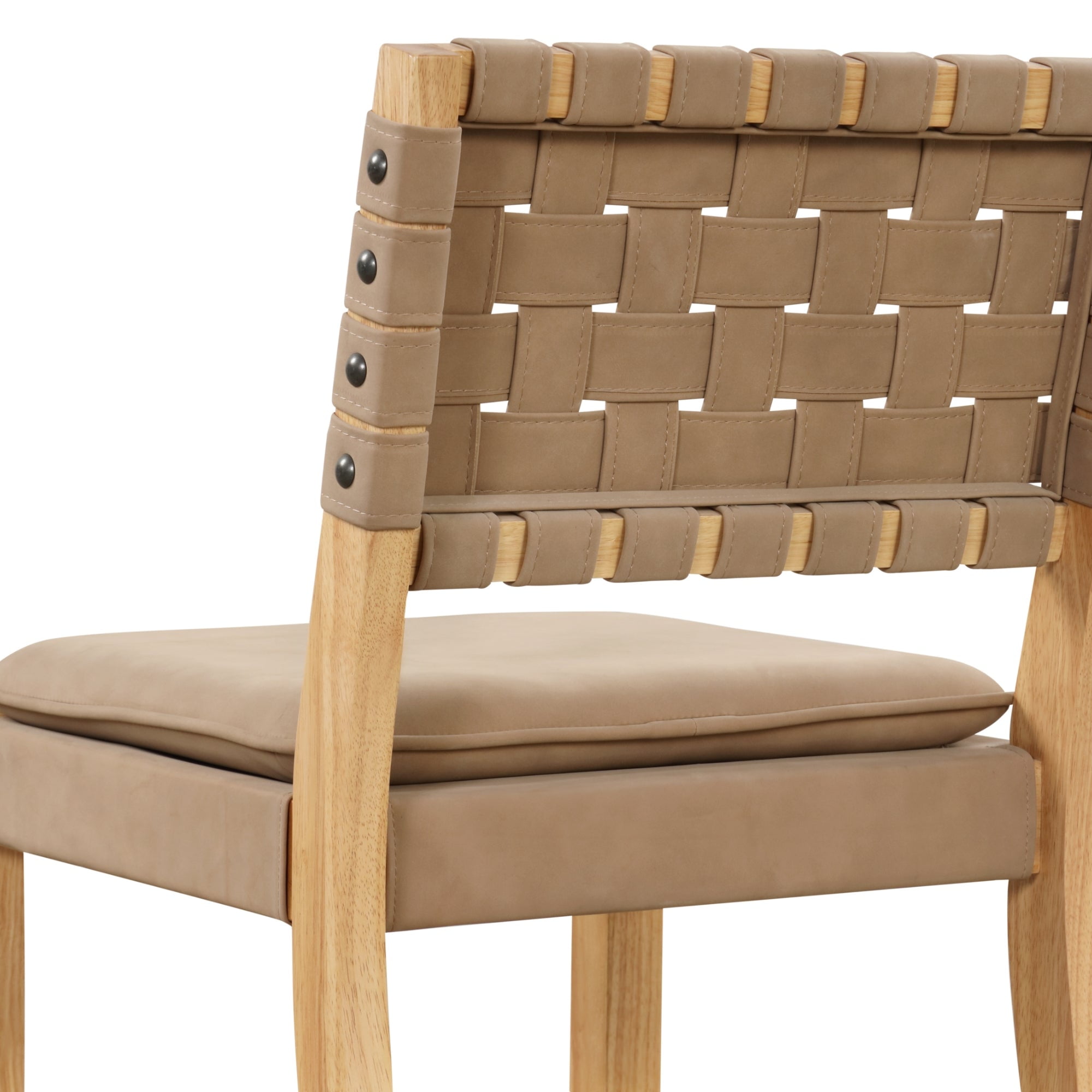 Nathan James Cohen Mid-Century Modern 29 in. Wood Bar Stool, Upholstered Faux Leather Bar Height Stool with Solid Wood Frame, Natural Brown