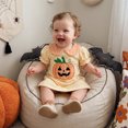 thumbnail image 6 of RUINIXCW Kids Toddler Baby Girl Halloween Dress Outfit Toddler Girls Summer Fall Dress Clothes Pumpkin Embroidery Doll Collar Puff Short Sleeve Dress, 6 of 10