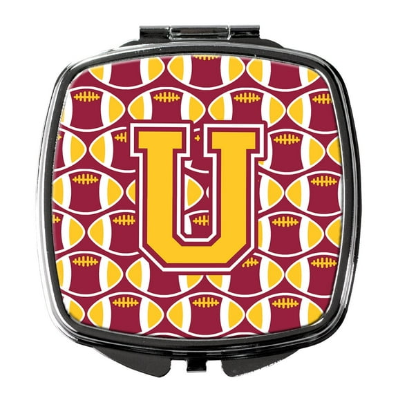 Letter U Football Maroon and Gold Compact Mirror