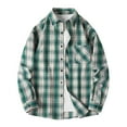 thumbnail image 2 of Men's Warm Plaid Jacket Loose Youth Long Sleeve Shirt Fashion Coat Outwear, 2 of 7