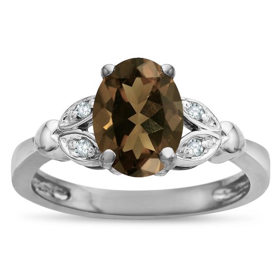 Star K � Oval 8x6 Genuine Smoky Quartz Marquee Design Engagement Promise Ring