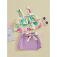 thumbnail image 2 of Bagilaanoe 2Pcs Little Girls Summer Clothes Toddler Print Sleeveless Camisole Tops + Skirt with Belt 9M 12M 18M 24M 3T 4T Kids Casual Skirt Set, 2 of 9