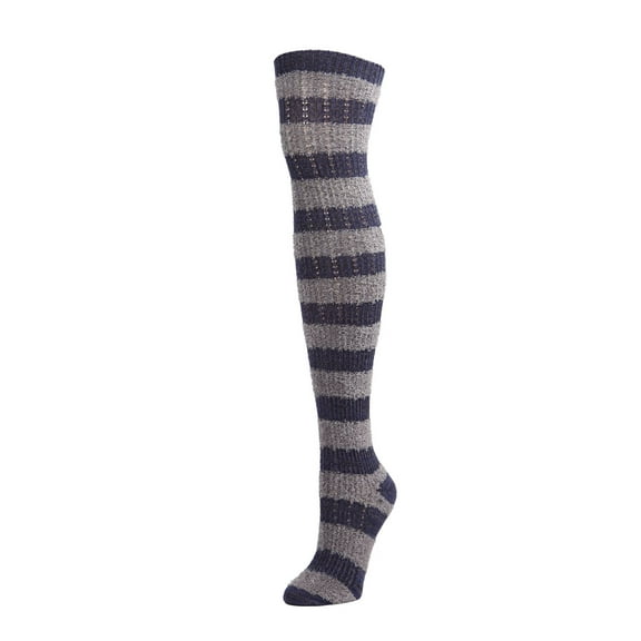 MeMoi Toulouse Over the Knee Cotton Blend Striped Sock - Womens - Female, 9-11, Black