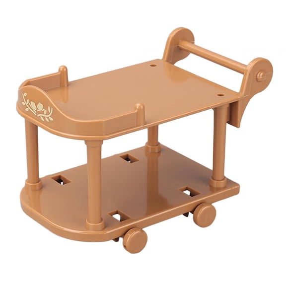 Almencla 1 :12 Scale Dollhouse Kitchen Serving Cart Dollhouse Decoration Lightweight Pretend Play Mini Bar Buffet Cart for Furnishings Brown