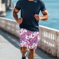 thumbnail image 3 of XYZCANDO Couple Matching Beach Set Summer Swimwear Men's Swim Trunks & Women's Drawstring Side Bikini Pink Hibiscus Hawaiian Style Outfit for Beach Pool Honeymoon Vacation Outfit, 3 of 6